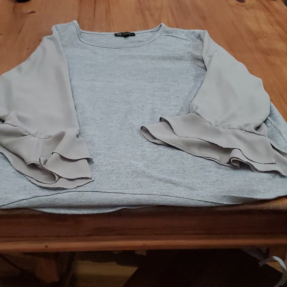 Beautiful Long Sleeve Heather Gray 1xl Diane Gilman Blouse